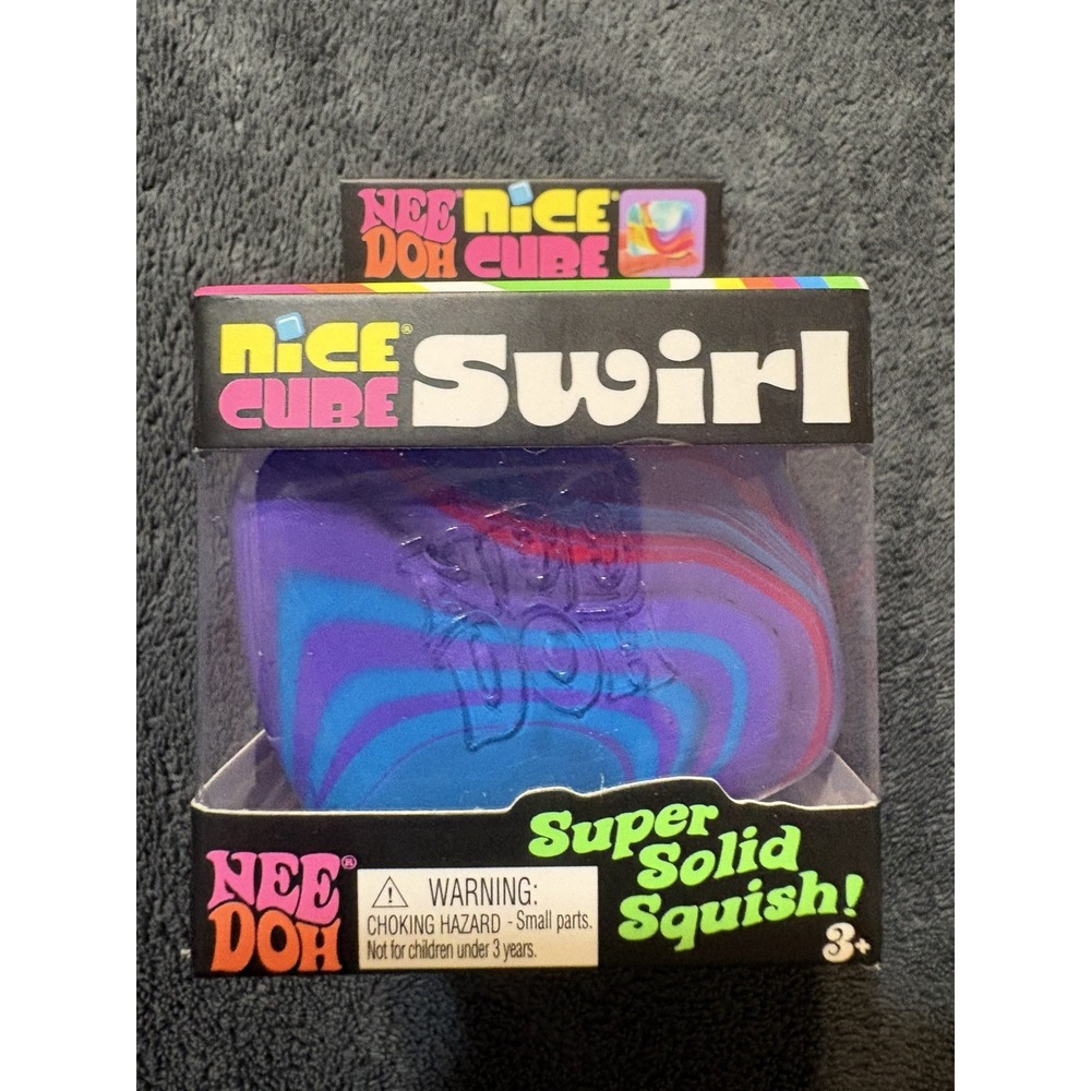 PURPLE BLUE Schylling NeeDoh Nice Cube - SWIRL - Super Solid Squish - AUTHENTIC